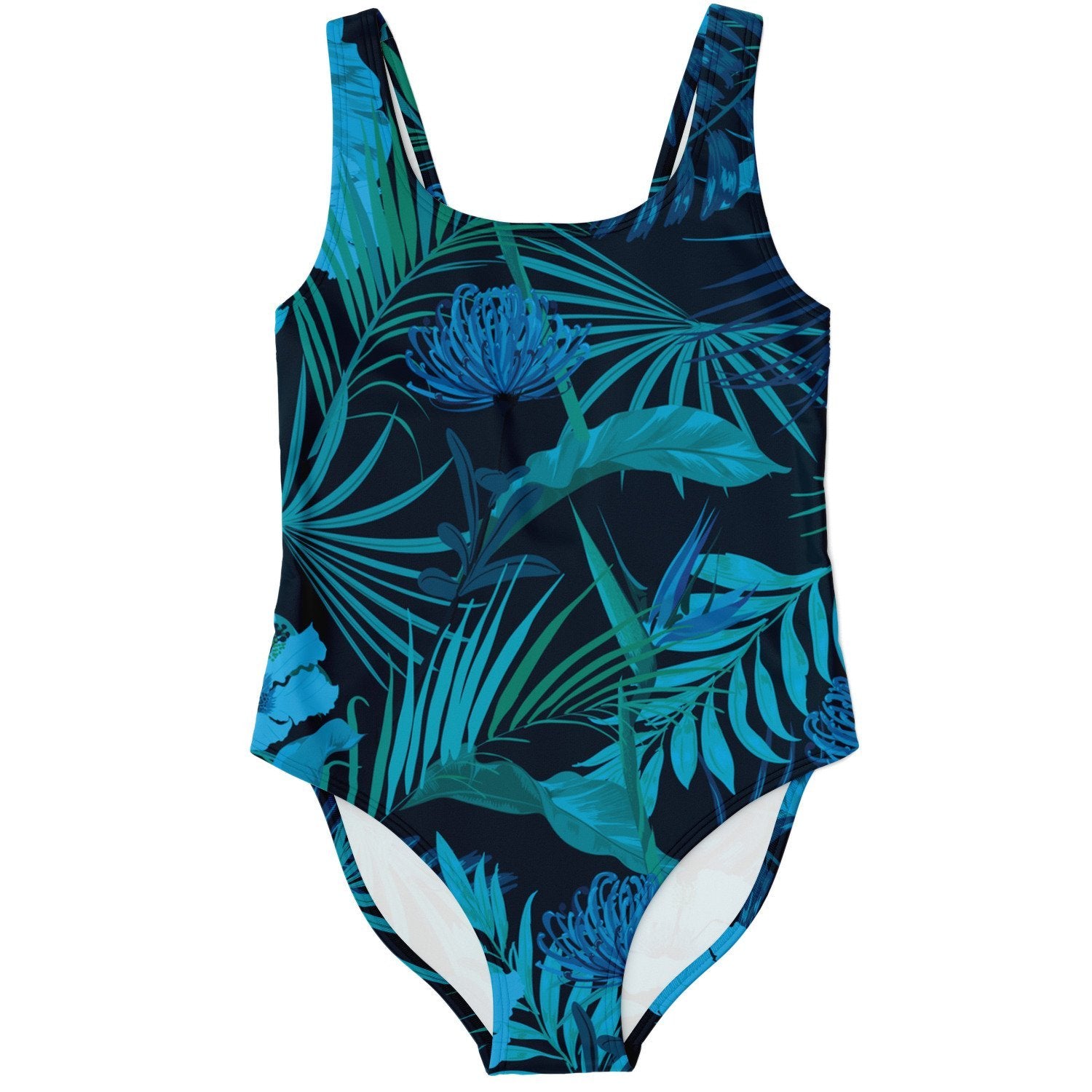 Blue Floral Beach Tropical Hawaiian One Piece Swimsuit - kayzers