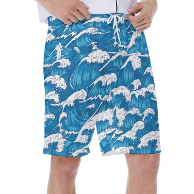 Ocean Kanagawa Japanese Waves Beach Print Men's Beach Hawaiian Shorts