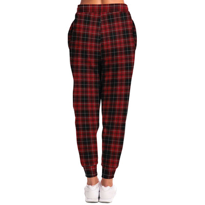 Red Plaid Unisex Joggers, Fashion Joggers, Workout Joggers