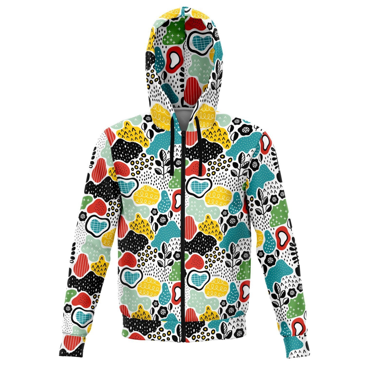 Nature Colorful Clouds Trees Plants Mountain Doodle Zip Up Hoodie - kayzers