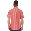 Orange Floral Geometric Print Men's Short Sleeve Button Down Shirt - kayzers