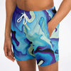 Purple Blue Urban Camo Street Style Psychedelic Liquid Waves Paint Edm Swim Trunks, Swimming Shorts, Surf Shorts - kayzers