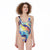 Abstract Colorful Liquid Paint Waves Lsd Dmt Trippy Print Women's High Cut One-piece Swimsuit