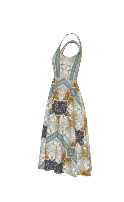 Mustard Teal Bohemian Print Women's Skirt Dress - kayzers