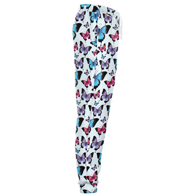 Colorful Butterfly Print Unisex Fleece Joggers - kayzers