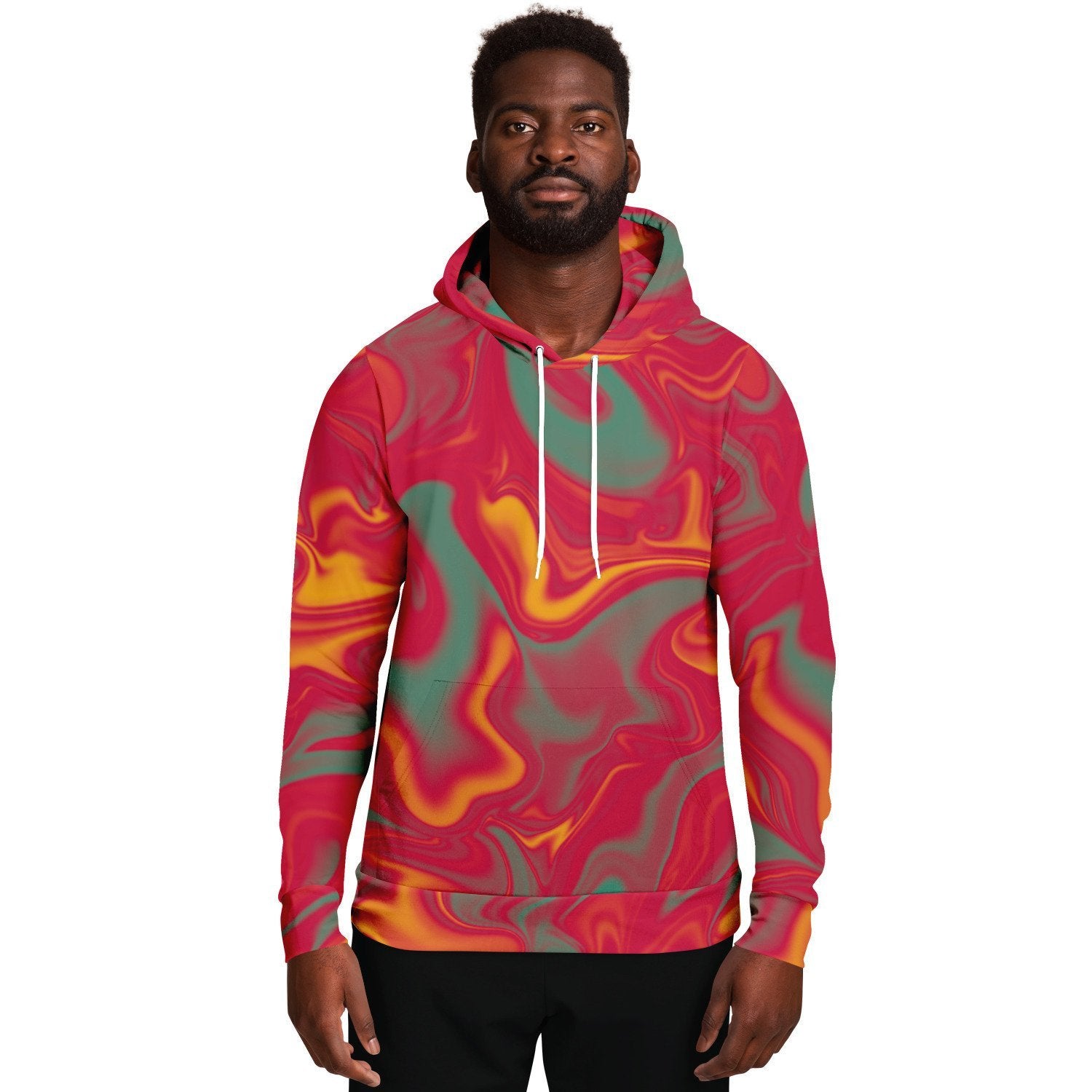 Red Liquid Abstract Sunset Paint Yellow Ombre Iridescence Unisex Fashion Hoodie - kayzers
