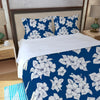 Blue White Flowers Floral Lilies Print Three Piece Duvet Cover Set