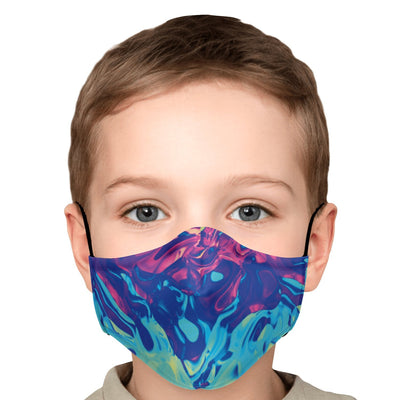 Holographic Iridescence Abstract Multicolor Colorful Paint Adult Youth Kids Children Adjustable Face Mask With Filter - kayzers