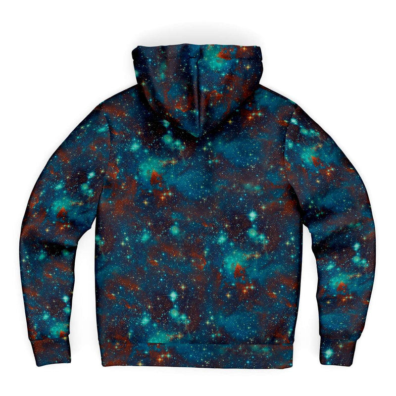 Blue Sky Galaxy Stars Space Abstract Red Ombre Clouds Print Unisex Microfleece Zip Up Hoodie - kayzers