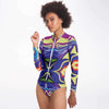 Psychedelic Pop Art Carnival Print Long Sleeve Bodysuit With Uv Protection - kayzers