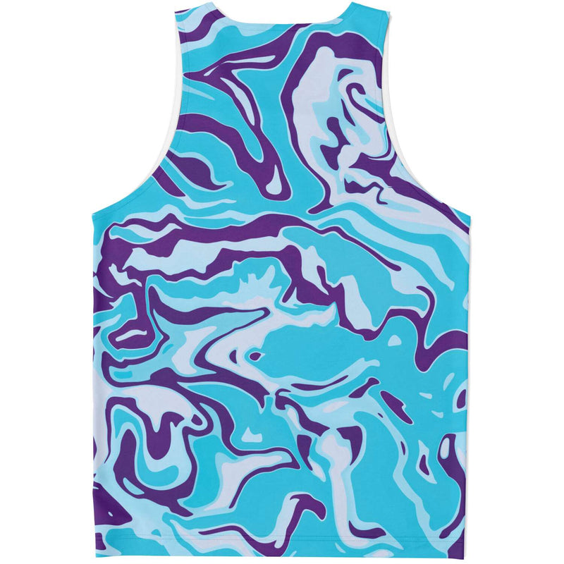 Blue Purple Urban Camo Animal Print Style Unisex Tank Top, Abstract Liquid Tank Top - kayzers