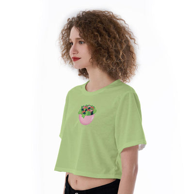 Soft Green Cropped T-Shirt, Soft Green Salad Bowl Crop Top, Soft Green Salad Bowl Crop Tee