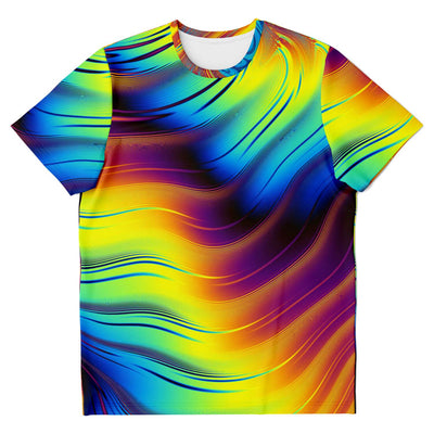 Abstract Rainbow Colorful Waves Psychedelic Men Women T-shirt - kayzers
