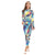 Abstract Liquid Psychedelic Print Women's Long-sleeved High-neck Jumpsuit Playsuit With Zipper - kayzers