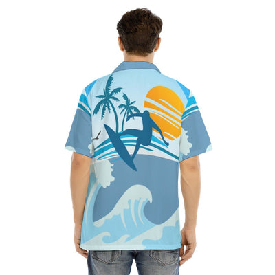 The Surfer - Beach Surfing Print Men's Hawaiian Shirt With Button Closure - kayzers