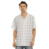 White Floral Geometric Print Men's Hawaiian Shirt With Button Closure - kayzers