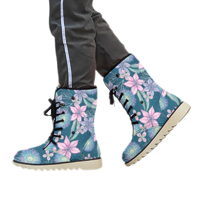 Floral Aquatic Plants Print Women's Plush Boots - kayzers