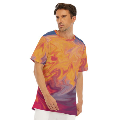 Abstract Liquid Print Men's O-Neck T-Shirt | 190GSM Cotton - kayzers