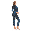 Abstract Black Holes Space Time Print Women's Long-sleeved High-neck Jumpsuit With Zipper - kayzers