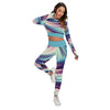 Abstract Geometric Print Women's Sport Set With Backless Top And Leggings - kayzers