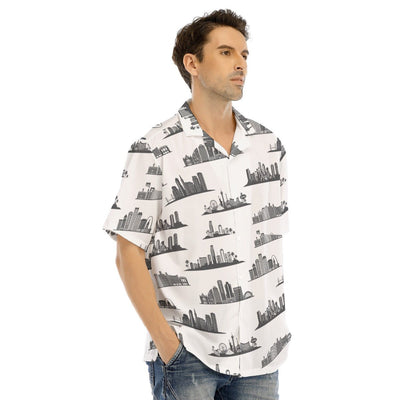 City Skylines Print Men's Hawaiian Shirt With Button Closure - kayzers