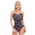 Abstract Geometric Sexy Print Women's Tube Top Bodysuit With Side Black Straps - kayzers
