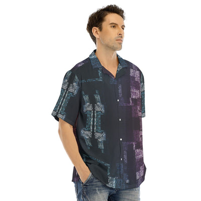 Binary Code Digits Print Men's Hawaiian Shirt With Button Closure - kayzers