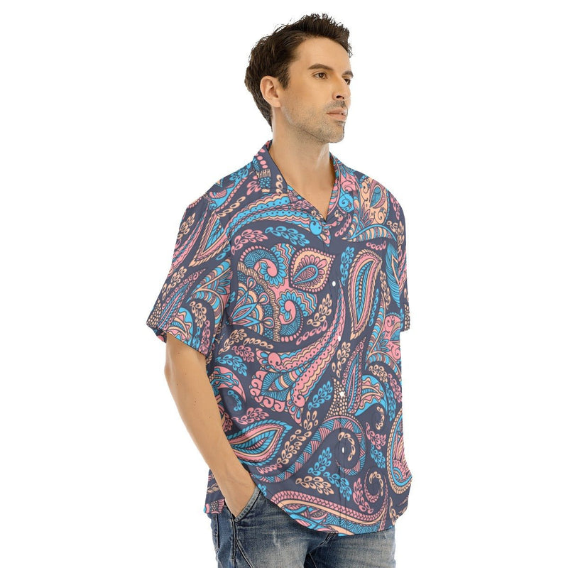 Jaipur Print Men's Hawaiian Shirt With Button Closure - kayzers