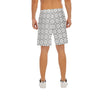 White Floral Geometric Print Men's Beach Shorts With Elastic Waist - kayzers