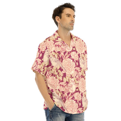 Floral Print Men's Hawaiian Shirt With Button Closure - kayzers
