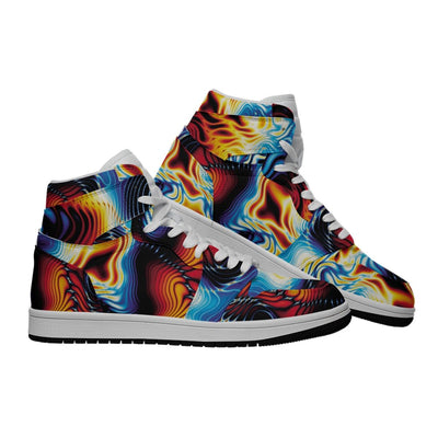 Psychedelic Party Vaporwave Synthwave EDM Party Festival Men's Synthetic Leather Stitching Shoes - kayzers