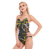 Geometric Sexy Print Women's Tube Top Bodysuit With Side Black Straps - kayzers