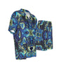 Psychedelic Print Men's Imitation Silk Shirt & Shorts Matching 2 pc Set - kayzers