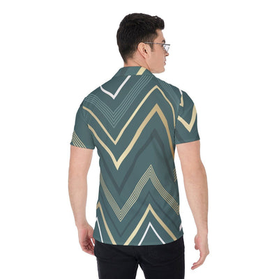 Green Geometric Print Men's Shirt - kayzers