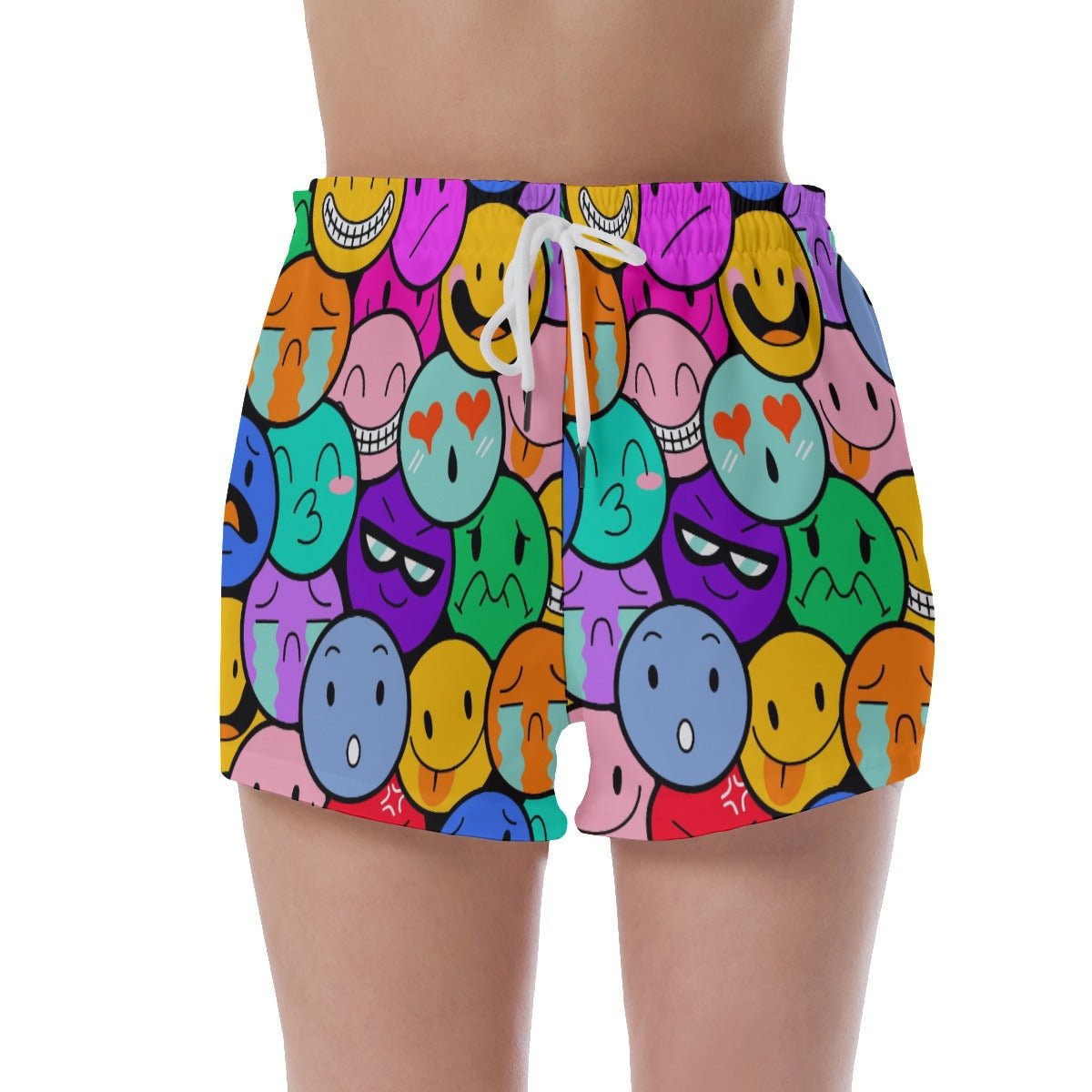Colorful Emojis Print Women's Short Pants - kayzers