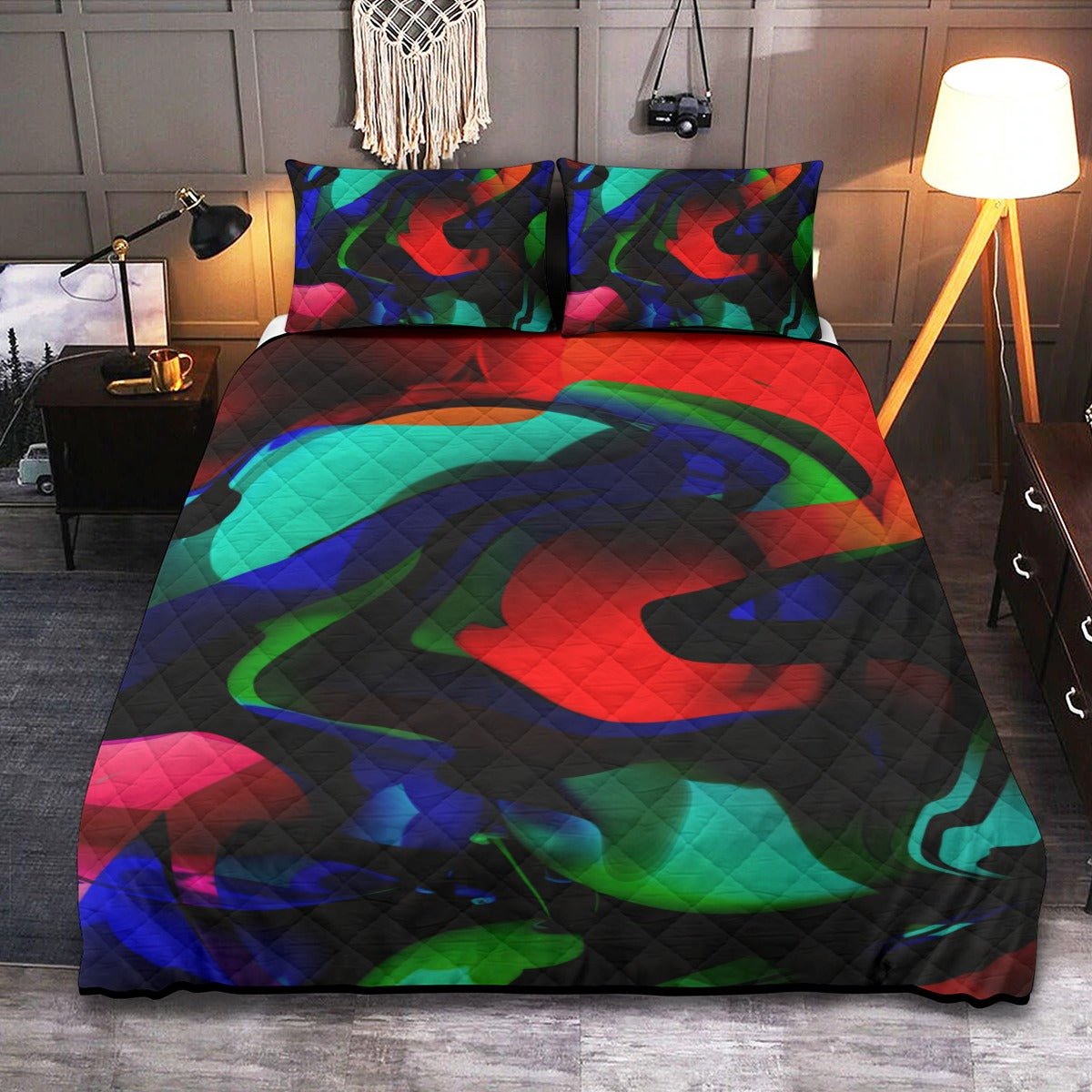 Fantasy Beach Print Quilt & Pillow Cases With  Edge-wrapping Strips - kayzers