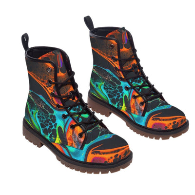 Abstract Colorful Beach Print Men's Martin Short Boots - kayzers