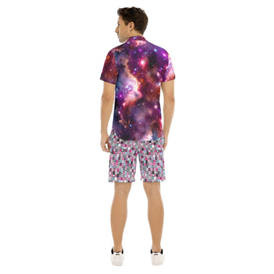 Galaxy Love Print Men's Short Sleeve Shirt & Short Set - kayzers