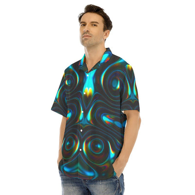 Alien Cosmos Print Men's Hawaiian Shirt With Button Closure - kayzers