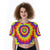 Psychedelic Optical Illusion Print Crop Top - kayzers