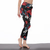 Red Roses Floral Print Women's High Waist Leggings | Side Stitch Closure - kayzers