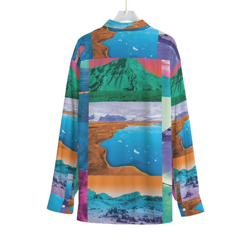 Ibiza Beaches Print Men's Stand-up Collar Shirt - kayzers