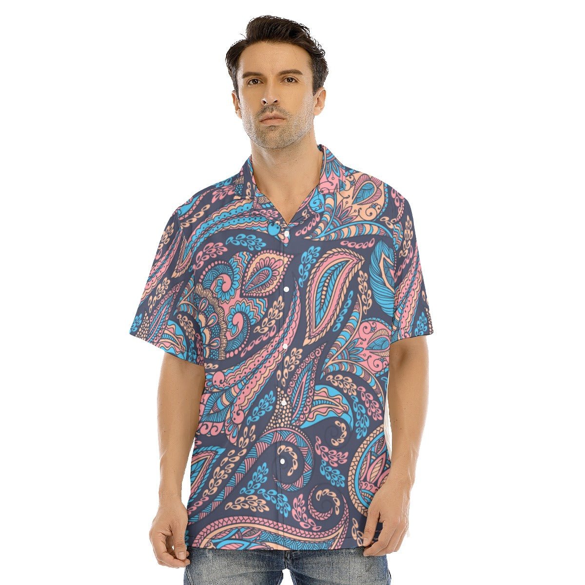 Jaipur Print Men's Hawaiian Shirt With Button Closure - kayzers