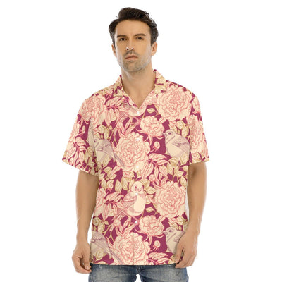 Floral Print Men's Hawaiian Shirt With Button Closure - kayzers