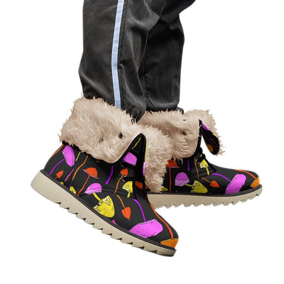Psychedelic Mushrooms Print Women's Plush Boots - kayzers