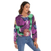 Psychedelic Lady Print Women's Drop-shoulder Backless Hoodie With String - kayzers