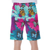 Colorful Floral Butterflies Print Men's Beach Shorts - kayzers