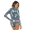 Easter Bunny Eggs Print Women's Turtleneck Long Sleeve Bodysuit - kayzers