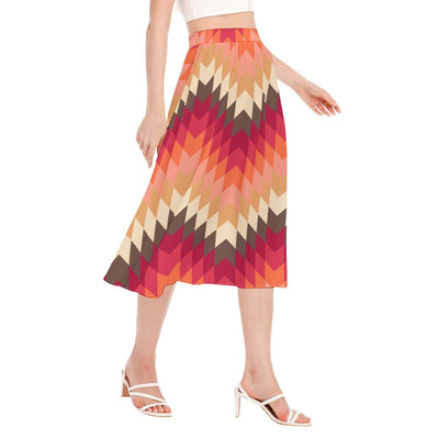 Retro Print Women's Long Section Chiffon Skirt - kayzers