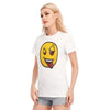 Exhausted Emoji Print Women's Round Neck T-Shirt | 190GSM Cotton - kayzers